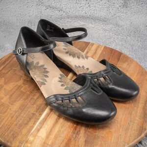 Taos Honor Black Leather Mary Jane Closed Toe Ankle Strap Shoes Womens 10